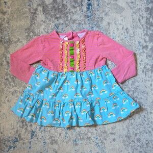 Ricrac &‎ Ruffles Size 3T Rainbow And Striped Tunic
